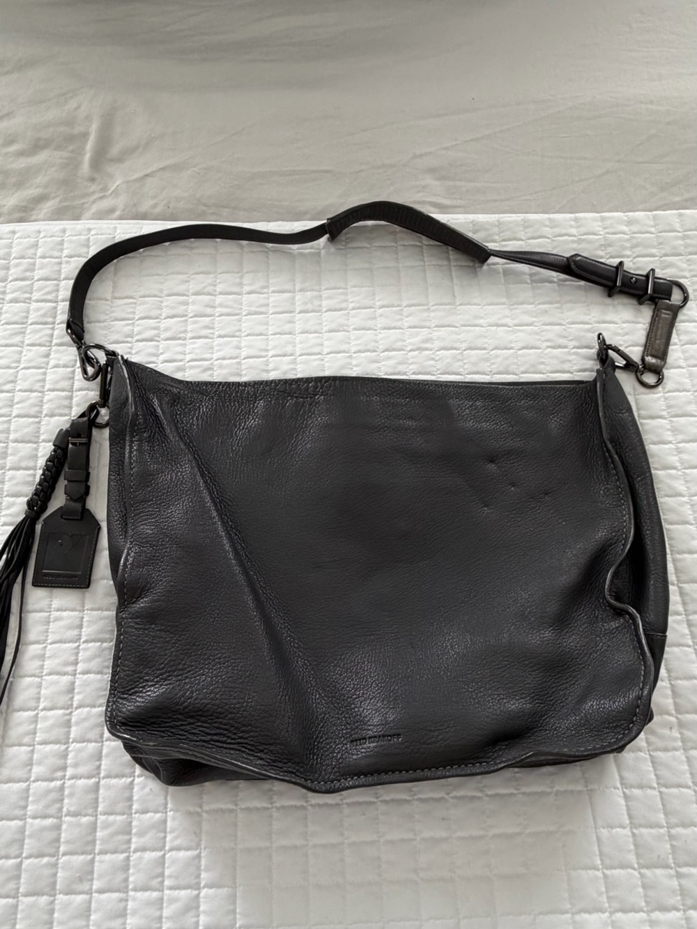 Reed Krakoff Black Pebbled Leather Messenger Bag